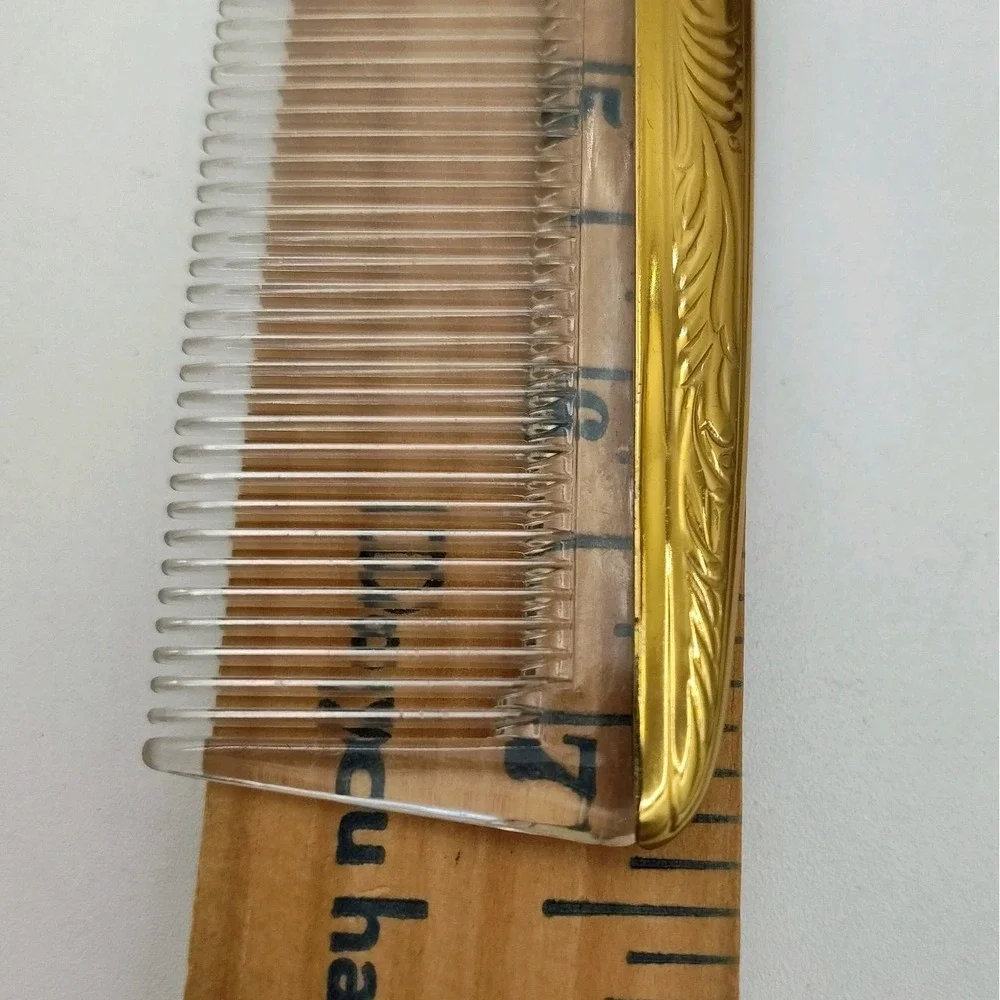 VTG Mirror Hairbrush Comb Handler FLORAL DESIGN Vanity Antq Goldtoned B507SA3572